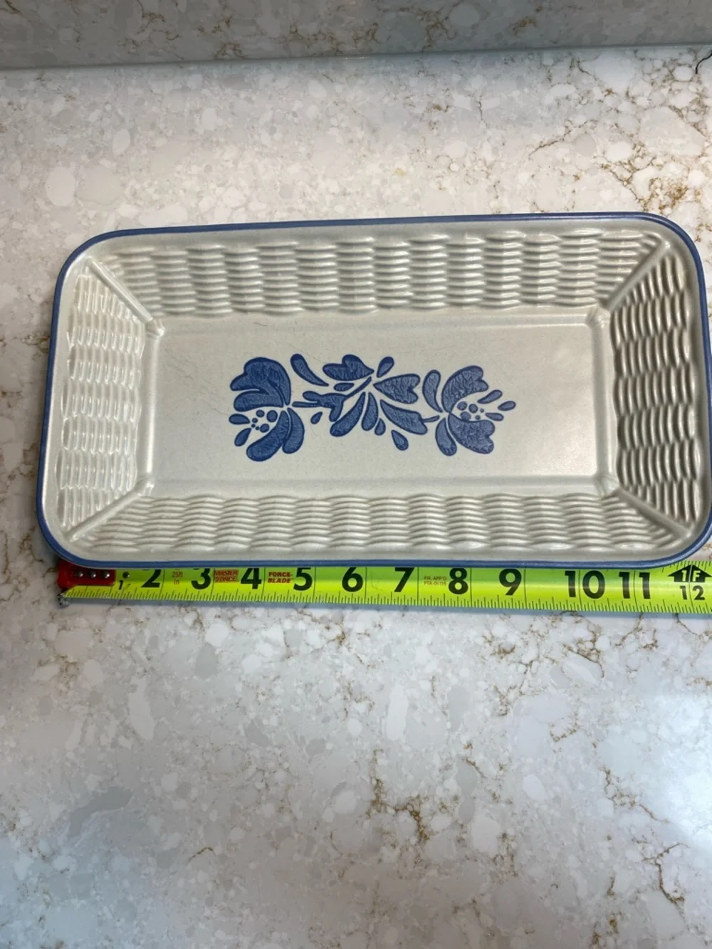 Pfaltzgraff Cream and Blue Rectangular Ceramic Serving Dish